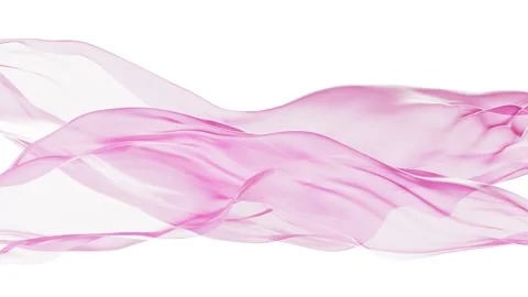 Flowing pink fabric waves move gently on white background 库存影片 327531968