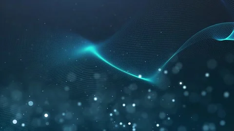 Flowing Plexus Waves Modern Wireframe Surface with Glowing Digital Particle Stock Footage 339408594