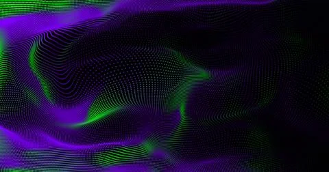 Flowing point particles writhe in three-dimensional space, a curve of blue an Stock Illustration