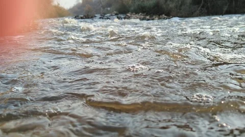 Flowing Polluted Drain Water with Garbage and Sewage Contamination Stock Footage 329147458