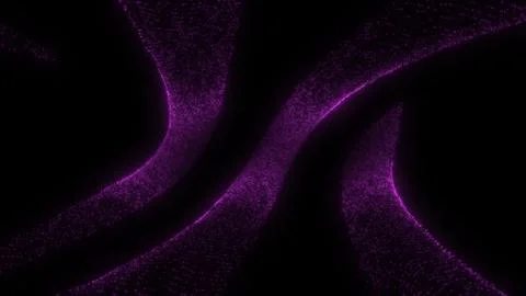 Flowing purple blue abstract waves glowing particles dark background Illustrazione stock