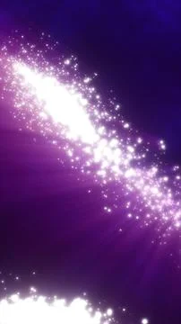 Flowing purple light stream with sparkling particles on dark background, cr.. Stock Illustration
