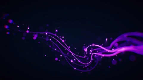 Flowing purple light streams with glowing particles on dark background 스톡 동영상 327342775