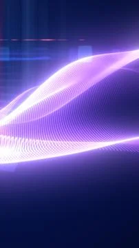 Flowing purple light wave mesh with glowing particles, futuristic digital s.. Stock Illustration