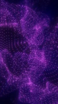 Flowing purple particle cloud with soft glowing dots and misty forms, creat.. Illustrazione stock