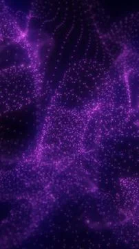 Flowing purple particle cloud with soft glowing dots and misty forms, creat.. Stock-Illustration
