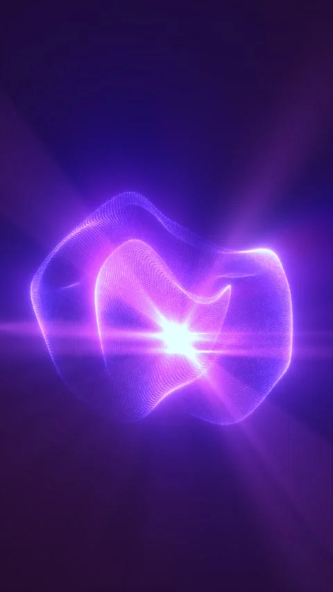 A flowing purple particle orb surrounds a brilliant white core, with transl.. 스톡 동영상 345424366