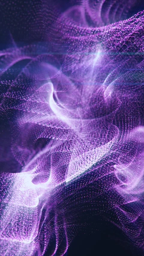 Flowing purple particle waves form layered digital surfaces with luminous d.. Stock Footage 341579135
