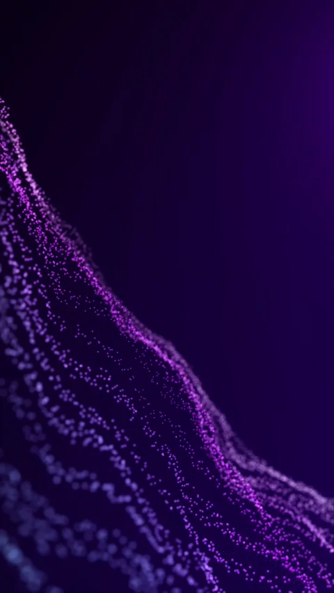 Flowing purple particle waves rise across a dark vertical background with c.. Stock Footage 337155677