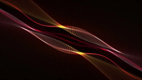 Flowing Red and Gold Digital Fractal Wave Background Stock Footage