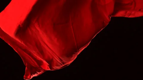 Flowing red cloth, Slow Motion Stock Footage 24819440