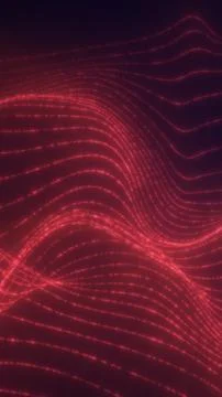 Flowing red neon wave lines on a dark background, forming a futuristic abst.. Stock Illustration