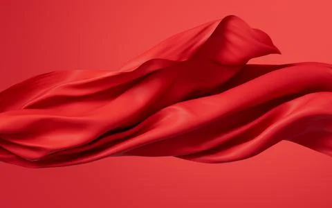 Flowing red wave cloth, 3d rendering. Illustrazione stock