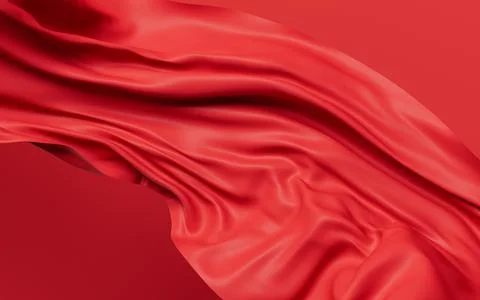 Flowing red wave cloth, 3d rendering. Stock Illustration