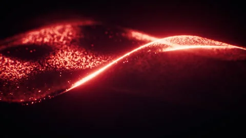 Flowing red wave particles background, 3d rendering. Stock Footage 341306180