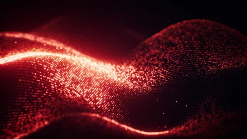 Flowing red wave particles background, 3d rendering. Stock Footage 341308736
