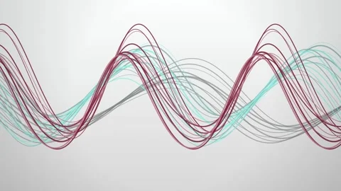 Flowing ribbon lines form a continuous sinusoidal wave pattern Stock Footage 340877219