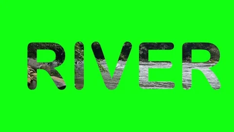 Flowing river and text on green screen Stock Footage 116113859
