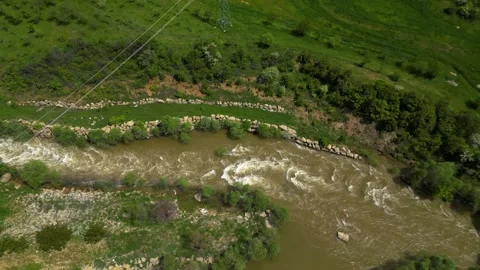 Flowing River and Waterfall Nature Scene Stock-Footage 335290637
