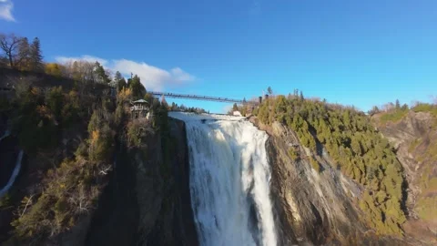 Flowing river leading to waterfall Stock Footage 320650447