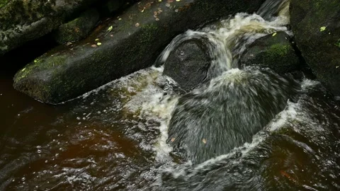Flowing river over rocks Derbyshire Stock Footage 137016991