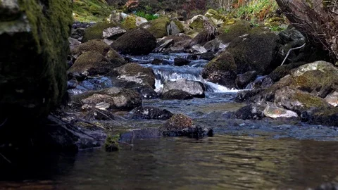 Flowing river over rocks Stock Footage 108490031