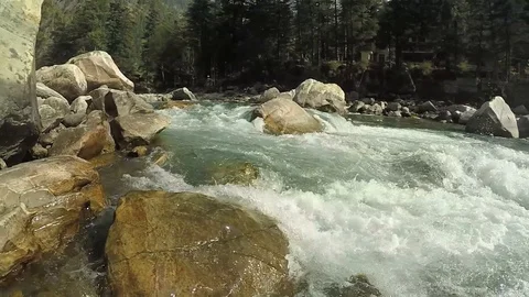Flowing River with Rapids in Slow Motion 動画素材 90017240