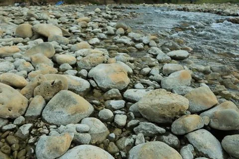 Flowing River with Rocky Bed Stock Photos