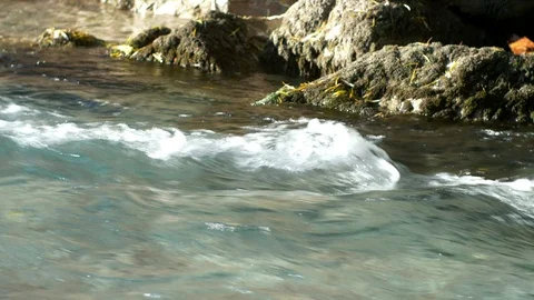 Flowing river with stones Stock Footage 98192102