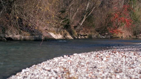 Flowing river with stones Stock Footage 98193535