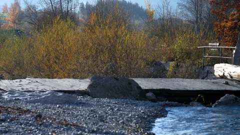 Flowing river with stones. Stock Footage 98196372