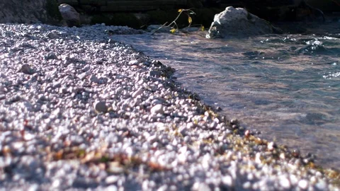 Flowing river with stones Stock Footage 98198388