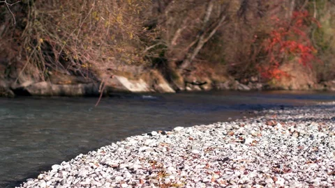 Flowing river with stones Stock Footage 98207307