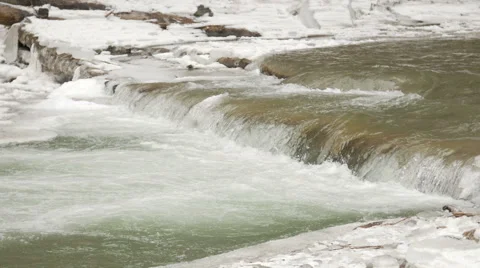 Flowing river in winter scene Stock Footage 47351532