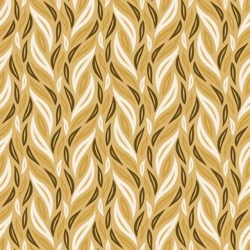 Flowing seamless pattern with golden leaf shapes Illustrazione stock