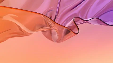 Flowing Shape in Abstract Glass 3D Render on Bright Gradient for Creative Stock Illustration