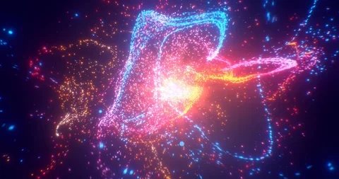 Flowing shining and glowing particles in virtual digital space Stock-Footage 123335189
