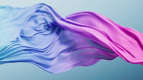 Flowing silk fabric waves in blue and purple, abstract background motion Stock Footage 328335066