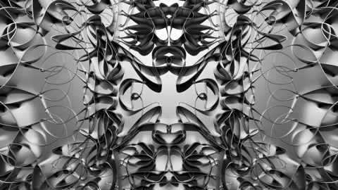 Flowing silver patterns made of intertwined smooth metallic curves Stock Footage 330349600