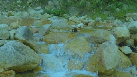 Flowing Stream Over Smooth Rocks | Calming Nature Sounds and Peaceful Scenery Stock Footage 286935417