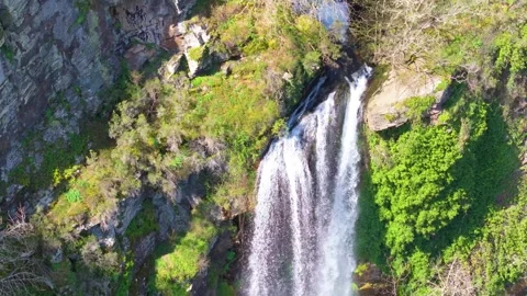 Flowing Stream On Sheer Cliffs With Vilagocende Waterfalls Stock-Footage 273462216