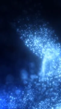 Flowing stream of soft blue light particles on a dark background, creating a  Stock Illustration