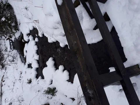 Flowing stream in winter Stock Photos