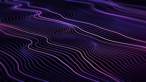 Flowing striped wave landscape formed by glowing neon lines Stock Footage 321887316