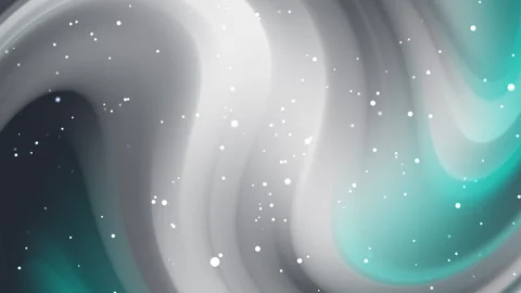 Flowing Teal and Grey Abstract Waves with Sparkling Particles Motion Background 库存影片 344742205