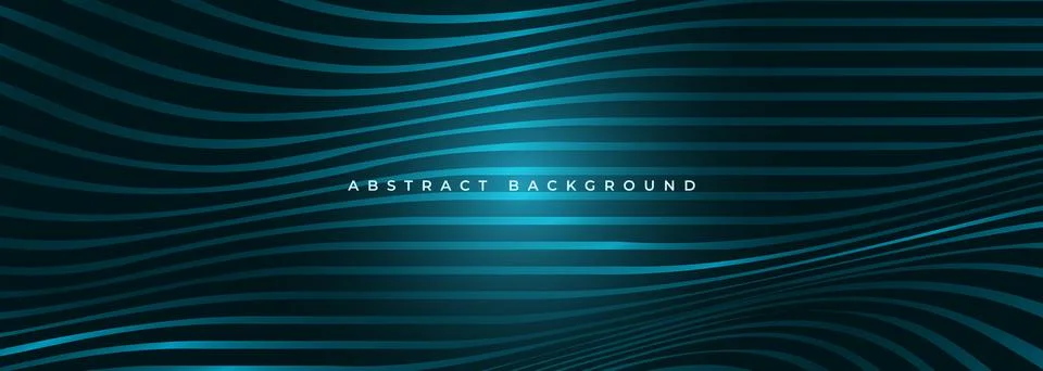 Flowing teal wave lines with subtle glow, abstract background featuring rhythmic Stock Illustration