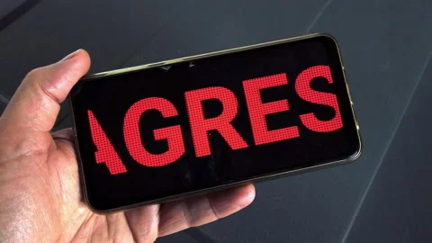 Flowing text on a smartphone Stop the Russian Aggression Video stock 170950194