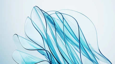 Flowing transparent blue wave cloth background, 3d rendering. Stock Footage 346734633
