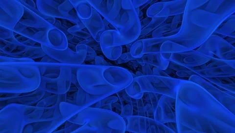 Flowing tubular abstract blue structures twisting inward Stock Footage 310261709