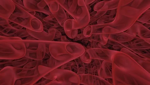 Flowing tubular abstract red structures twisting inward in vortex-like motion Stock Footage 310262280